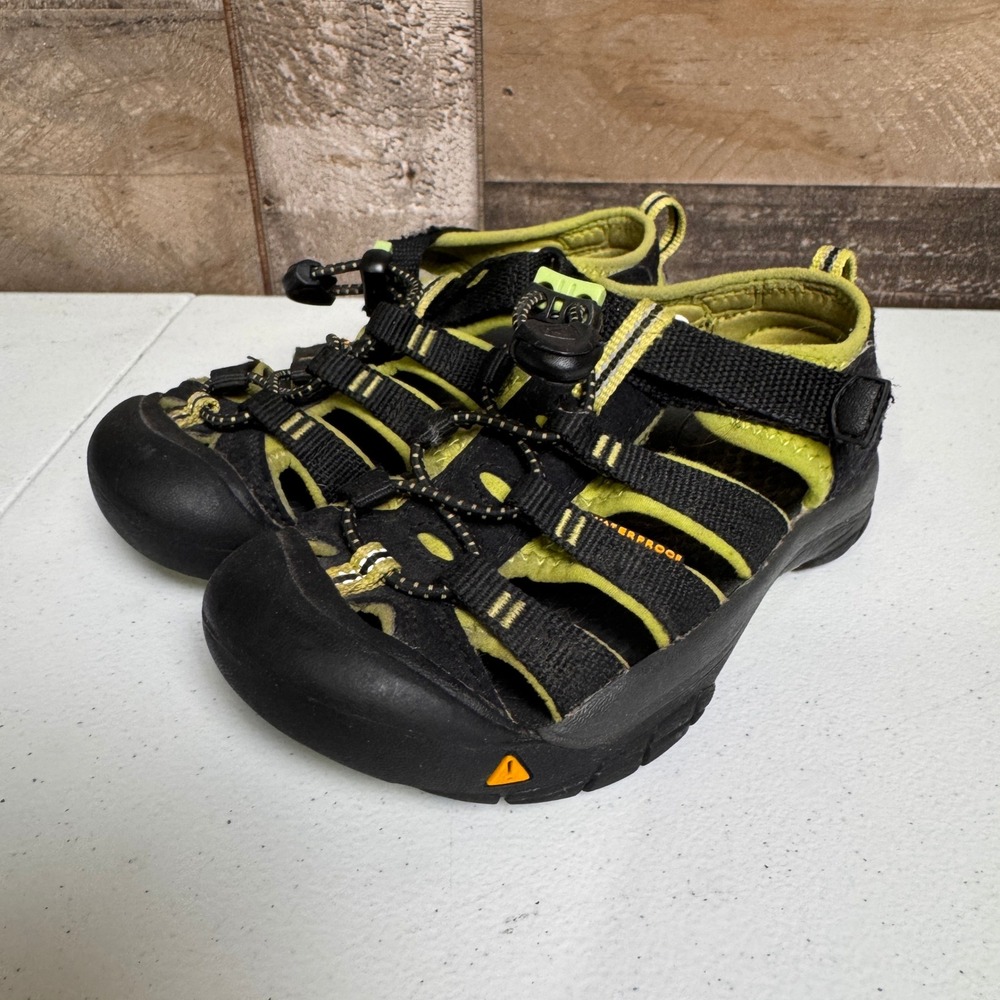 Keen Newport H2 Sandals Kids Size 12 Black Lime Green Waterproof Hiking Shoes